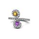 1 - Raene Citrine and Amethyst with Side Diamonds Bypass Ring 