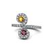 1 - Raene Citrine and Ruby with Side Diamonds Bypass Ring 
