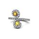 1 - Raene Citrine and Yellow Sapphire with Side Diamonds Bypass Ring 
