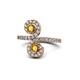 1 - Raene Citrine with Side Diamonds Bypass Ring 