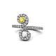 1 - Raene Yellow and White Sapphire with Side Diamonds Bypass Ring 