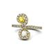 1 - Raene Yellow and White Sapphire with Side Diamonds Bypass Ring 