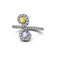 1 - Raene Yellow Sapphire and Tanzanite with Side Diamonds Bypass Ring 