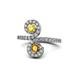 1 - Raene Yellow Sapphire and Citrine with Side Diamonds Bypass Ring 