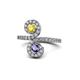 1 - Raene Yellow Sapphire and Iolite with Side Diamonds Bypass Ring 