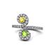 1 - Raene Yellow Sapphire and Peridot with Side Diamonds Bypass Ring 