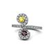 1 - Raene Yellow Sapphire and Red Garnet with Side Diamonds Bypass Ring 
