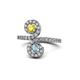 1 - Raene Yellow Sapphire and Aquamarine with Side Diamonds Bypass Ring 