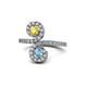 1 - Raene Yellow Sapphire and Blue Topaz with Side Diamonds Bypass Ring 