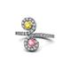 1 - Raene Yellow Sapphire and Pink Tourmaline with Side Diamonds Bypass Ring 