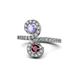 1 - Raene Tanzanite and Ruby with Side Diamonds Bypass Ring 