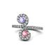 1 - Raene Tanzanite and Pink Tourmaline with Side Diamonds Bypass Ring 