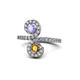1 - Raene Tanzanite and Citrine with Side Diamonds Bypass Ring 