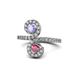 1 - Raene Tanzanite and Rhodolite Garnet with Side Diamonds Bypass Ring 