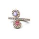 1 - Raene Tanzanite and Rhodolite Garnet with Side Diamonds Bypass Ring 