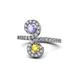 1 - Raene Tanzanite and Yellow Sapphire with Side Diamonds Bypass Ring 