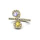 1 - Raene Tanzanite and Yellow Sapphire with Side Diamonds Bypass Ring 