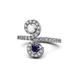 1 - Raene White and Blue Sapphire with Side Diamonds Bypass Ring 