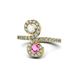 1 - Raene White and Pink Sapphire with Side Diamonds Bypass Ring 