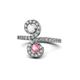 1 - Raene White Sapphire and Pink Tourmaline with Side Diamonds Bypass Ring 