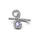 1 - Raene White Sapphire and Tanzanite with Side Diamonds Bypass Ring 
