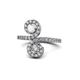 1 - Raene White Sapphire and Diamond with Side Diamonds Bypass Ring 