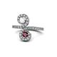 1 - Raene White Sapphire and Ruby with Side Diamonds Bypass Ring 