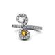 1 - Raene White Sapphire and Citrine with Side Diamonds Bypass Ring 