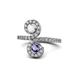 1 - Raene White Sapphire and Iolite with Side Diamonds Bypass Ring 