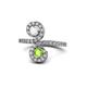 1 - Raene White Sapphire and Peridot with Side Diamonds Bypass Ring 