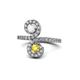 1 - Raene White and Yellow Sapphire with Side Diamonds Bypass Ring 