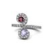 1 - Raene Ruby and Tanzanite with Side Diamonds Bypass Ring 