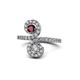 1 - Raene Ruby and Diamond with Side Diamonds Bypass Ring 