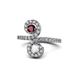 1 - Raene Ruby and White Sapphire with Side Diamonds Bypass Ring 
