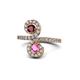 1 - Raene Ruby and Pink Sapphire with Side Diamonds Bypass Ring 