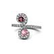 1 - Raene Ruby and Pink Tourmaline with Side Diamonds Bypass Ring 