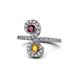 1 - Raene Ruby and Citrine with Side Diamonds Bypass Ring 