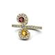 1 - Raene Ruby and Citrine with Side Diamonds Bypass Ring 