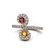 1 - Raene Ruby and Citrine with Side Diamonds Bypass Ring 