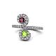 1 - Raene Ruby and Peridot with Side Diamonds Bypass Ring 