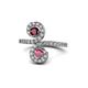 1 - Raene Ruby and Rhodolite Garnet with Side Diamonds Bypass Ring 