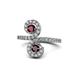 1 - Raene Ruby and Red Garnet with Side Diamonds Bypass Ring 