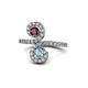 1 - Raene Ruby and Aquamarine with Side Diamonds Bypass Ring 
