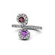 1 - Raene Ruby and Amethyst with Side Diamonds Bypass Ring 