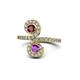 1 - Raene Ruby and Amethyst with Side Diamonds Bypass Ring 