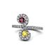 1 - Raene Ruby and Yellow Sapphire with Side Diamonds Bypass Ring 