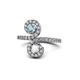 1 - Raene Aquamarine and White Sapphire with Side Diamonds Bypass Ring 