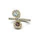 1 - Raene Aquamarine and Red Garnet with Side Diamonds Bypass Ring 