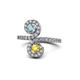 1 - Raene Aquamarine and Yellow Sapphire with Side Diamonds Bypass Ring 