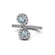 1 - Raene Aquamarine with Side Diamonds Bypass Ring 